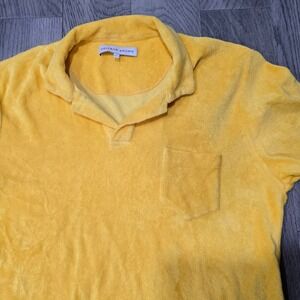ORLEBAR BROWN Yellow Terry Cloth Polo Shirt Men's Size L Short Sleeve Pocket